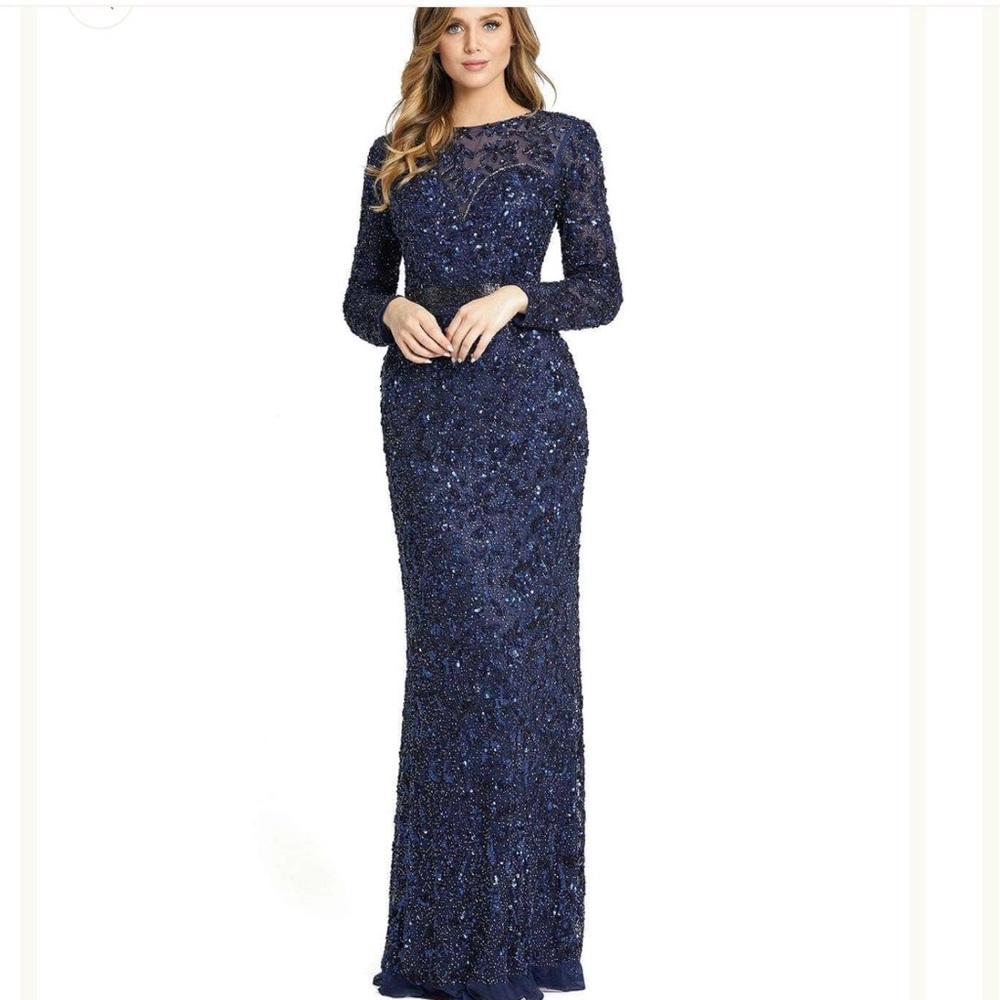 Mac Duggal Midnight Blue Sequin Gown